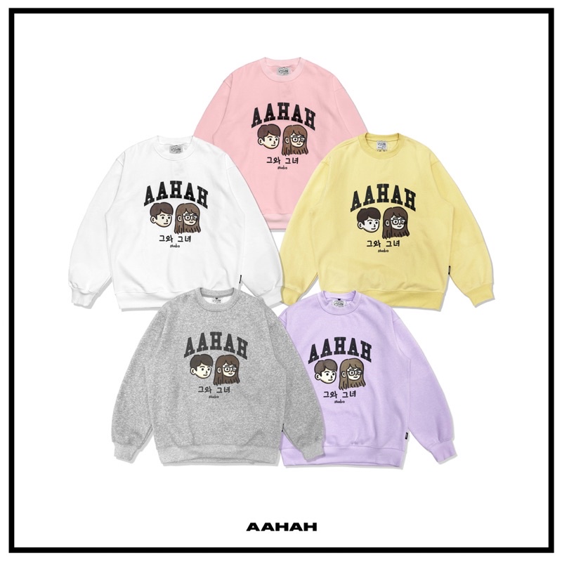 Áo Sweater Nỉ Màu AAHAH Studio Cartoon Form Rộng