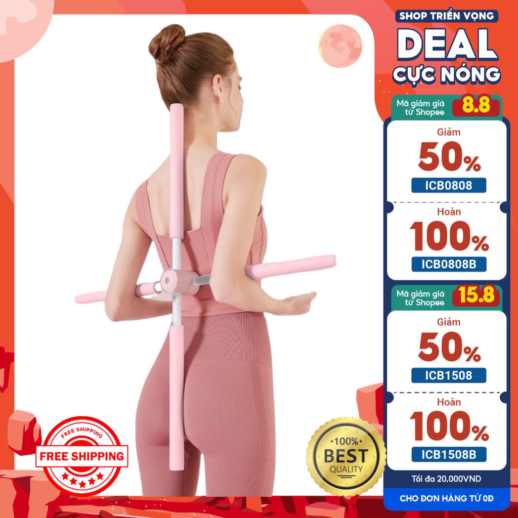 Gậy Tập Lưng, Vai, Yoga Toàn Thân Chống Gù, Uốn Thẳng Lưng,Bằng Kim Loại Siêu Bền, Không Gỉ, Bọc Đệm Cao Su