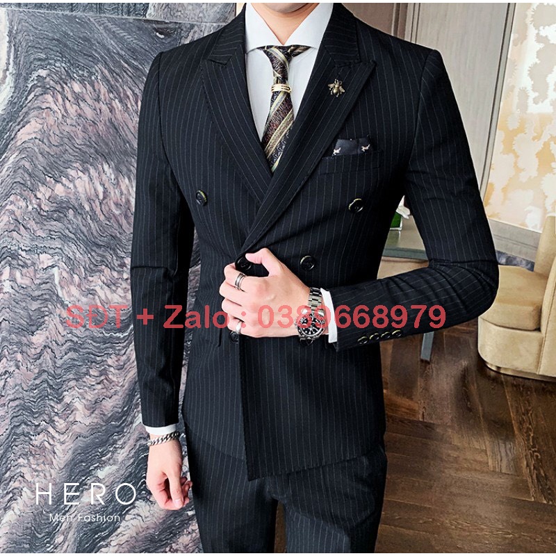 Bộ Vest Nam Hàn Quốc 6 Cúc, Suit Nam 6 Cúc Vải Sịn, Chất vải sịn