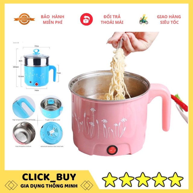 Ca Lẩu Mì Mini Siêu Tốc Cooking Pot Sz 18cm Vung Kính Kèm Giá Hấp Inox