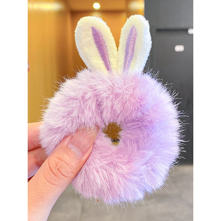 Dây buộc tóc hình tai thỏ màu sắc ngọt ngào dễ thương