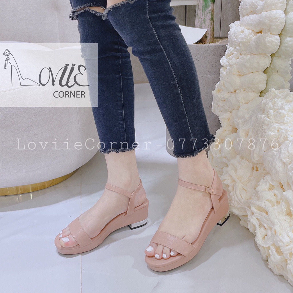 GIÀY ĐẾ XUỒNG LOVIIECORNER - SANDAL CAO GÓT ĐẾ BẰNG 5 PHÂN - SANDAL XUỒNG NỮ QUAI NGANG 5CM S190818