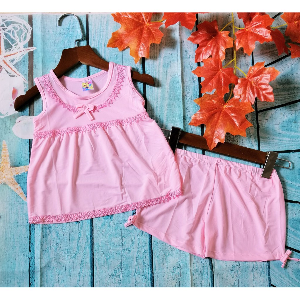 NOVA SHOP 115k Combo 3 bộ đồ thun lạnh không tay cho bé gái từ 8-23kg