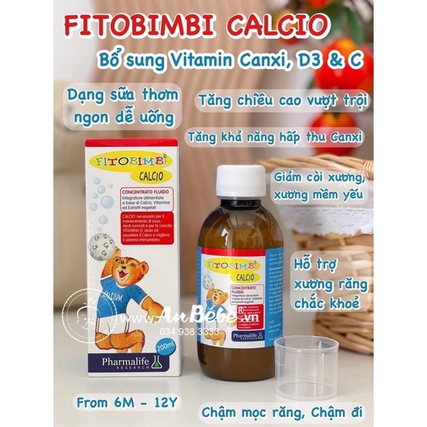 Fitobimbi Calci Bổ Sung Canxi, Vitamin D Giúp Bé Hấp Thu Phát Triển Chiều Cao