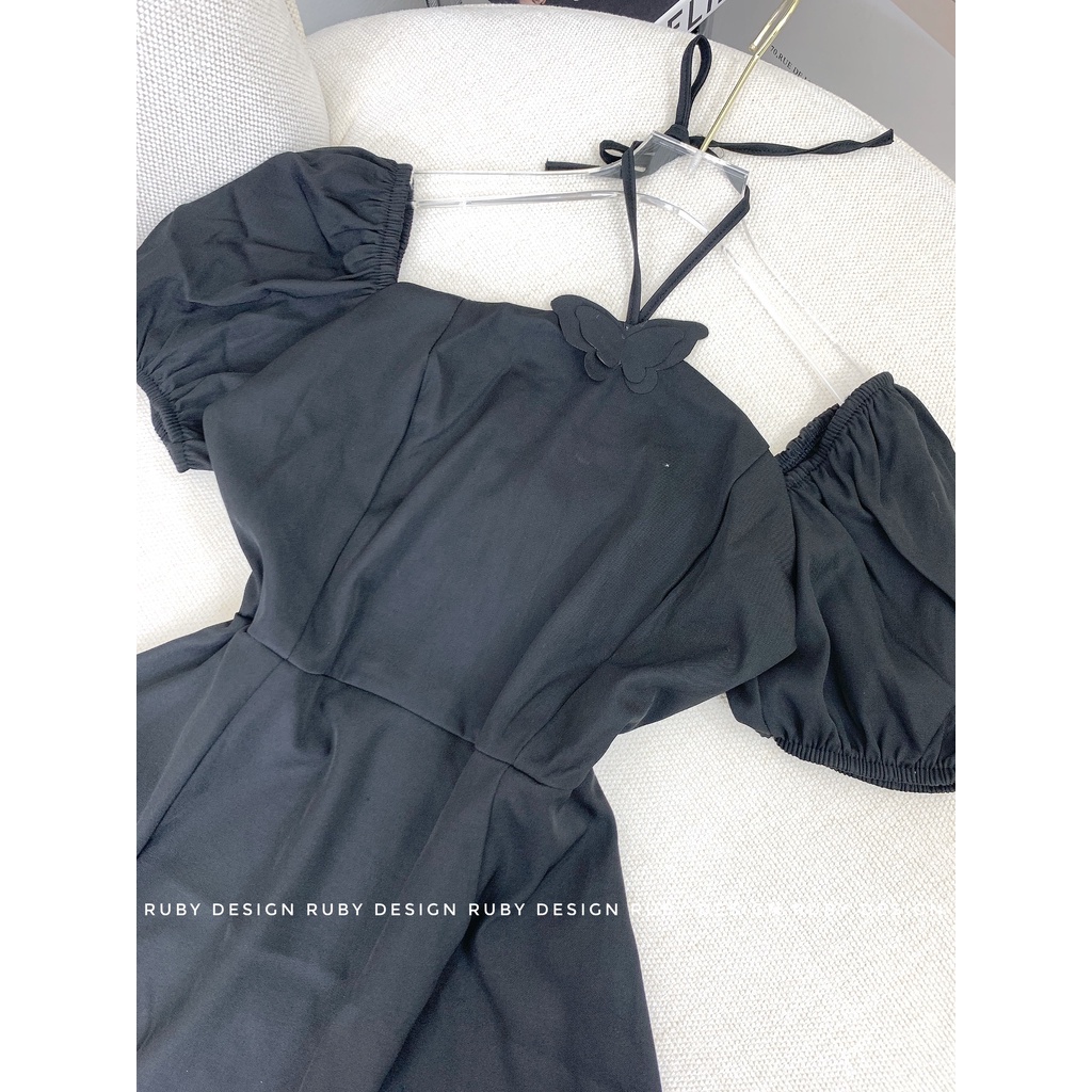 Đầm Cổ Yếm May ĐO THEO YêU Cầu Cột dây tay ngắn Chất Xô Lụa dệt kim. Có Size S M Đầm yếm tiểu thư Orange Closet D1847