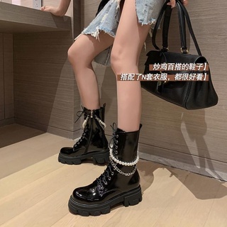 Giày bốt da Martin cổ cao thời trang cho nữ