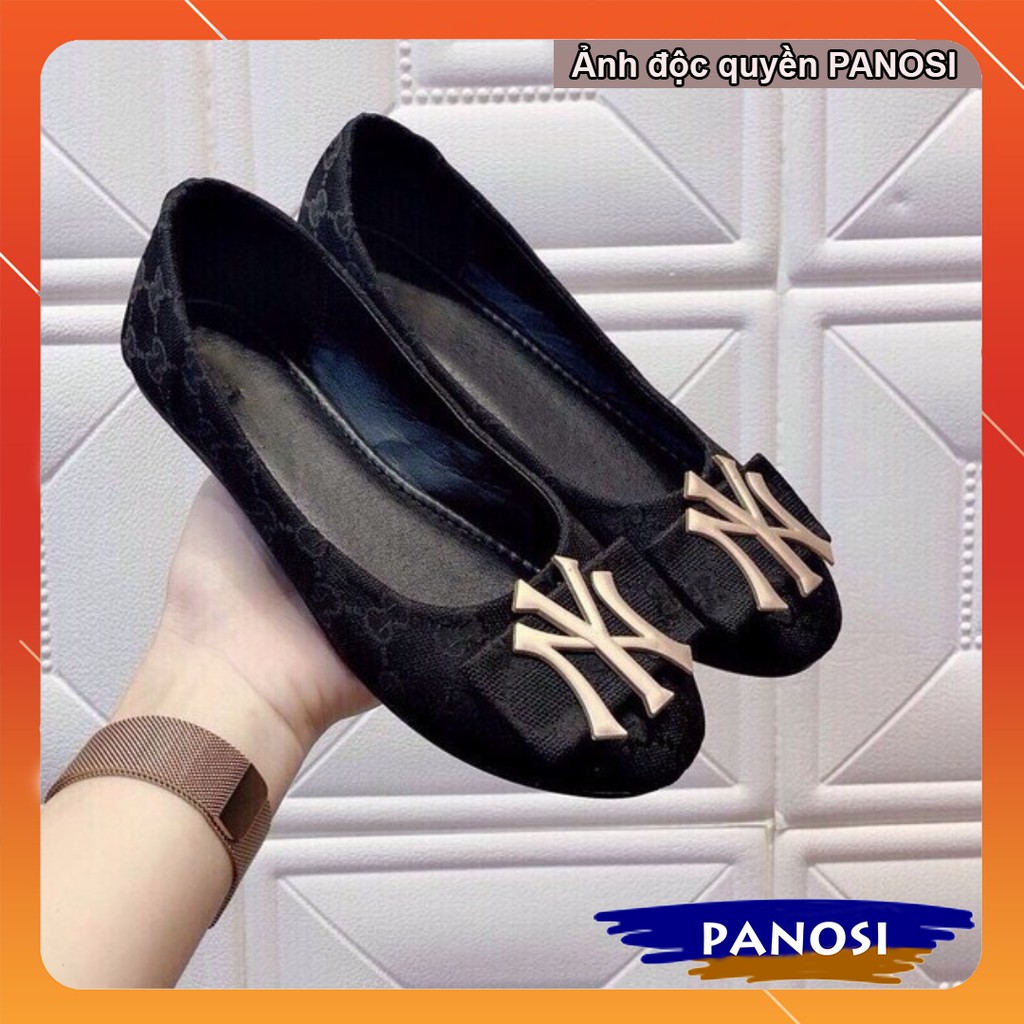 Giày bệt gắn chữ NY hot trend 2 màu nâu và đen