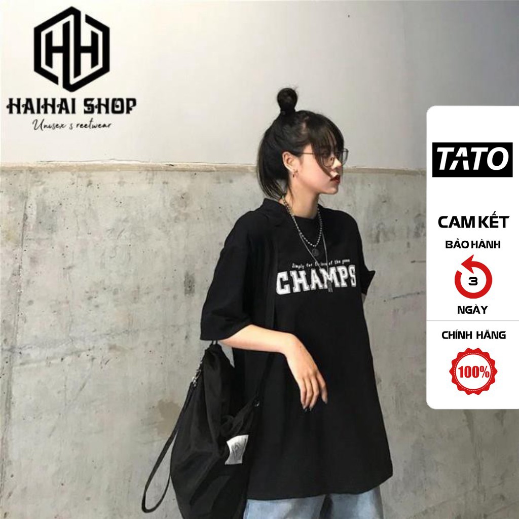 Áo Thun Nam Nữ Phom Rộng Tay Lỡ In Hình CHAMPS Full HD, Vải Cotton 75% Dày Mềm Mịn Đẹp KIS OFFICIAL