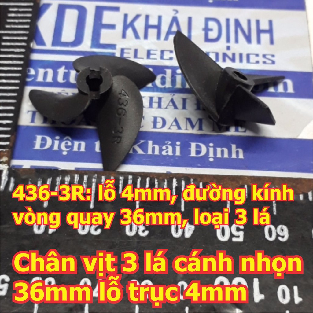 chân vịt tàu thủy mô hình 3 lá, 3 cánh màu đen nhựa cứng (bộ 2 cánh thuận nghịch) 36mm, lỗ trục 4mm kde5473