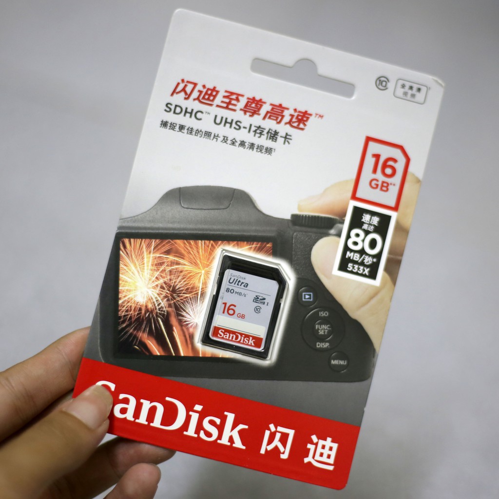 Thẻ nhớ máy ảnh SD HC - Sandisk 16Gb tốc độ 80Mb/s BẢO HÀNH 3 NĂM