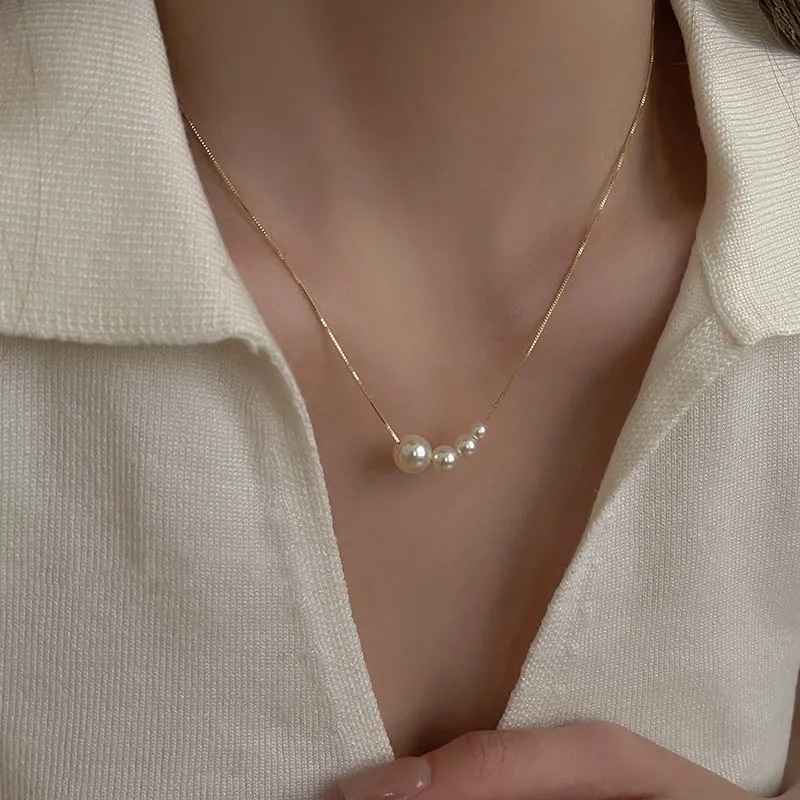Vòng cổ ngọc trai thiết kế đơn giản phong cách Hàn Quốc thời trang