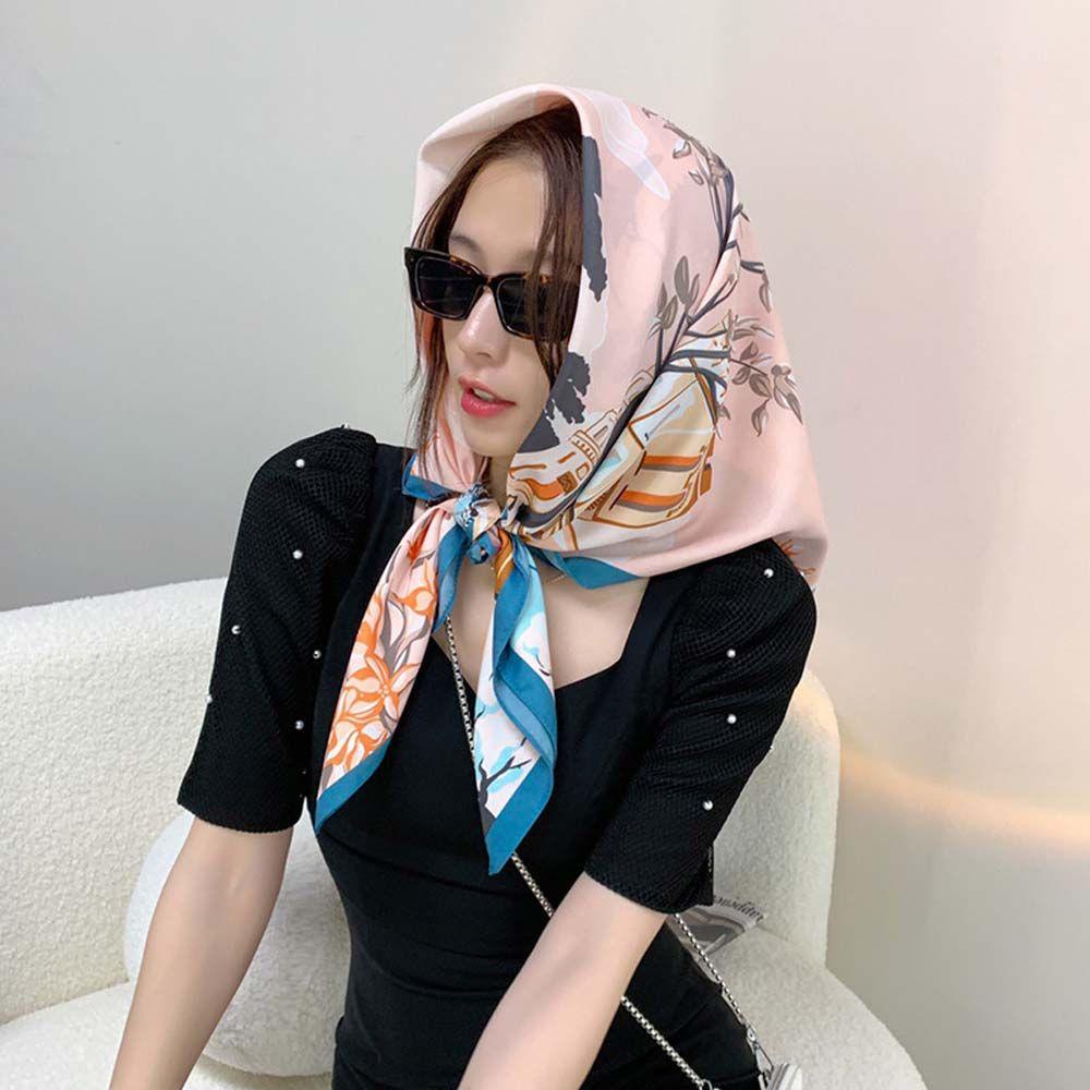 Khăn Choàng Lụa Satin Mềm Mại Chống Nắng In Họa Tiết Thời Trang Xuân Hè