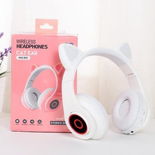 Tai nghe headphone bluetooth dễ thương có đèn led - wireless hxz-b39 - led cat ear