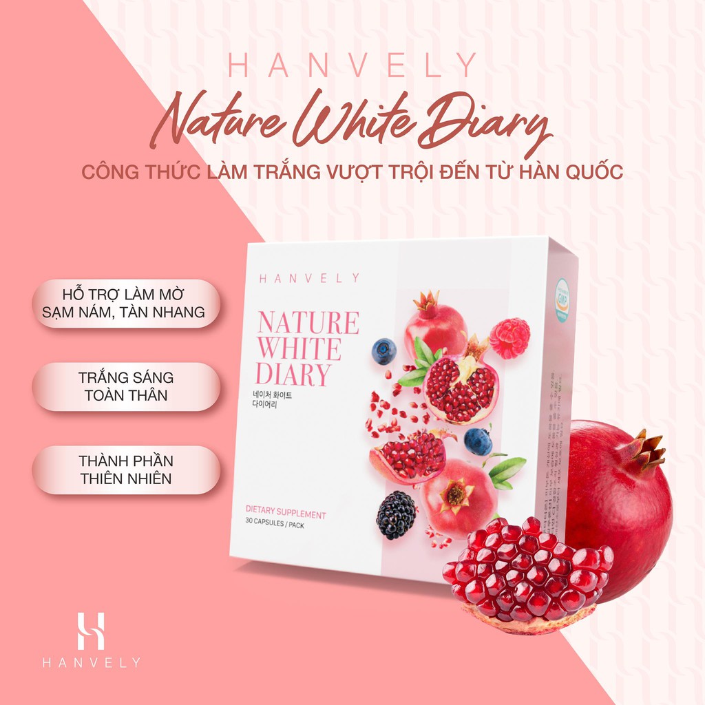 Viên Uống Hỗ Trợ Trắng Da Cải Thiện Nám Hanvely Nature White Diary - 30 Viên | BigBuy360 - bigbuy360.vn