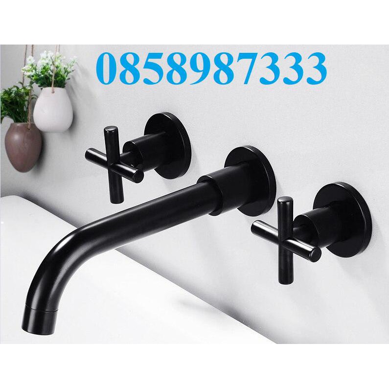 Vòi chậu lavabo âm tường màu đen HD226b, vòi rửa tay gắn tường màu đen,vòi rửa mặt âm tường màu đen