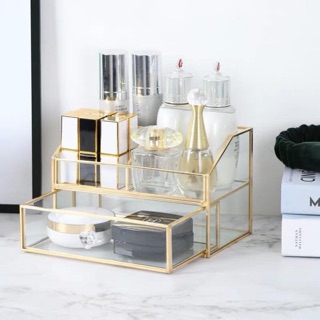 Khay đựng mỹ phẩm trang sức mix có ngăn kéo Golden Queen kim loại cao cấp