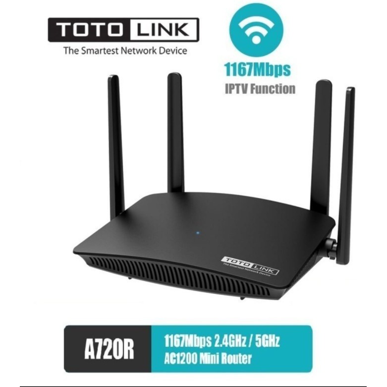 Bộ Phát Sóng Băng Tần Kép Totolink A720R Ac1200 Không Dây 2.5ghz Và 5ghz