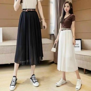 Chân váy maxi dập ly kèm belt