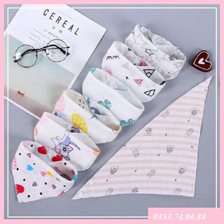 ♥Khăn Sữa Cho Bé Làm Yếm Tam Giác - Khăn Xuất Nhật 2 Lớp Có Cúc Bấm♥