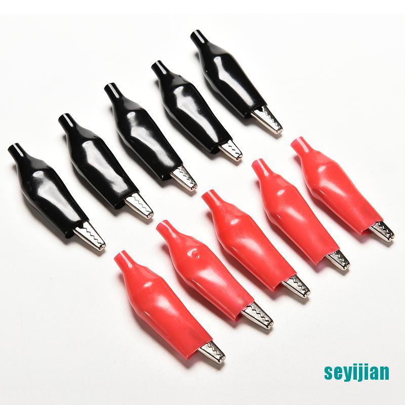 Set 10 / 5 Cặp Kẹp Cá Sấu Thử Nghiệm Cỡ Lớn 44mm Màu Đen + Đỏ