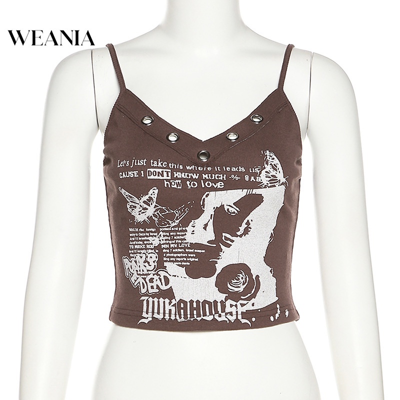 Áo Tank Top Hở Lưng In Chữ Phong Cách Đường Phố Cá Tính Cho Nữ