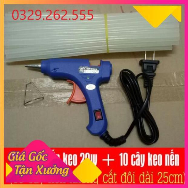 (Sale Khủng) Súng bắn keo nến nhỏ và 10 cây keo nến hàng loại 1 cao cấp không chảy keo