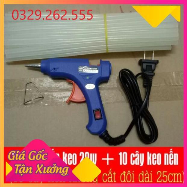 (Sale Khủng)  Súng bắn keo nến nhỏ và 10 cây keo nến hàng loại 1 cao cấp không chảy keo