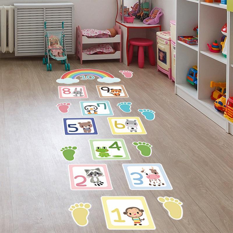 Nhãn Dán Sàn Nhà Họa Tiết Mảnh Ghép Đánh Số Sáng Tạo | Bộ Đồ Chơi Đánh Số Vui Nhộn Dành Cho Trẻ