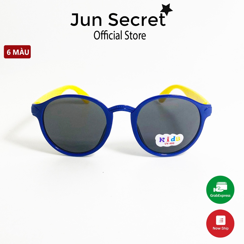 Kính mát trẻ em Jun Secret gọng nhựa,tròng đen kiểu dáng tròn chống tia UV cao cấp dành cho bé từ 1 đến 4 tuổi JS5806DEN