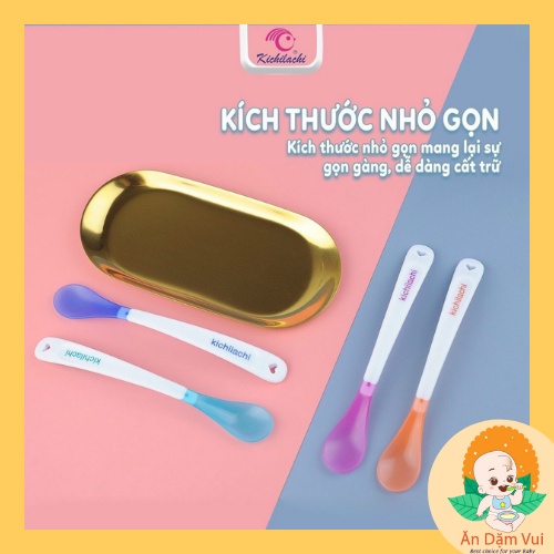 Thìa muỗng báo nóng Kichi lachi cho bé tập ăn cháo, ăn dặm, đầu mềm dễ xúc SAMI KIDS