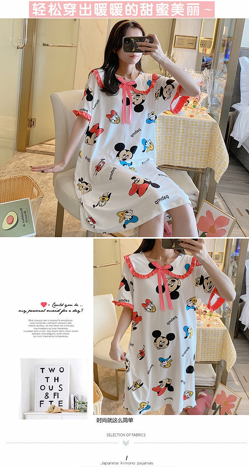 Đầm ngủ ngắn tay phối ren thời trang trẻ trung dành cho nữ | BigBuy360 - bigbuy360.vn