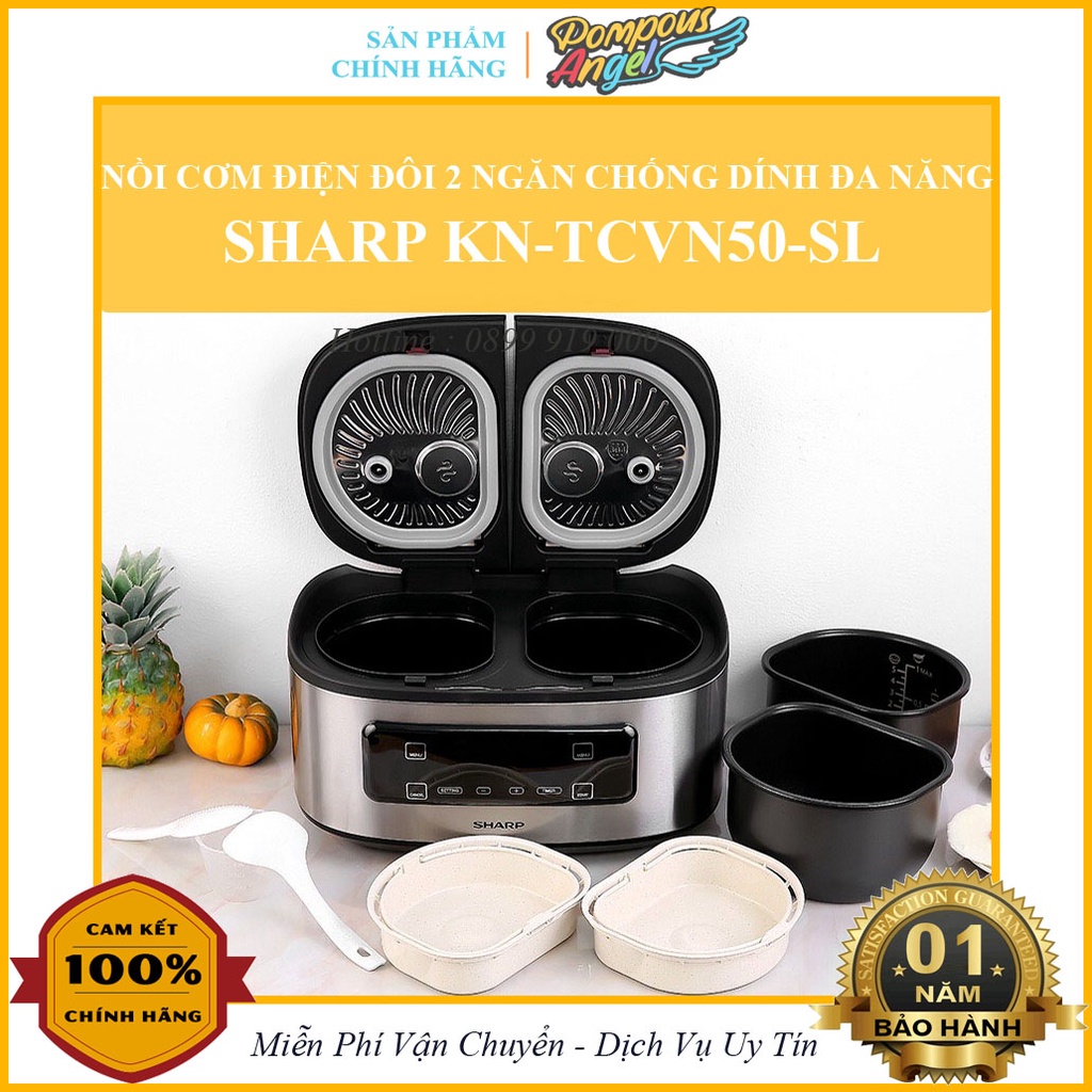 Nồi cơm điện từ đa năng thông minh 2 ngăn SHARP KN-TCVN50-SL 1.8L cao cấp