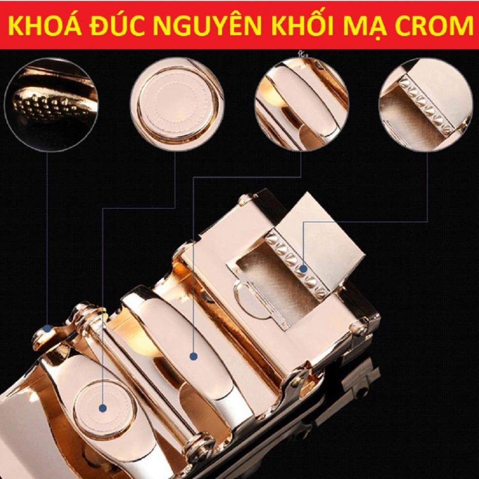 Thắt Lưng Da Nam Cao Cấp Khóa Tự Động Dây Nịt Nam Da Bò 100% Mạ Vàng Bạc Chính Hãng Pedro Gu Nam Tính CK-1K . '