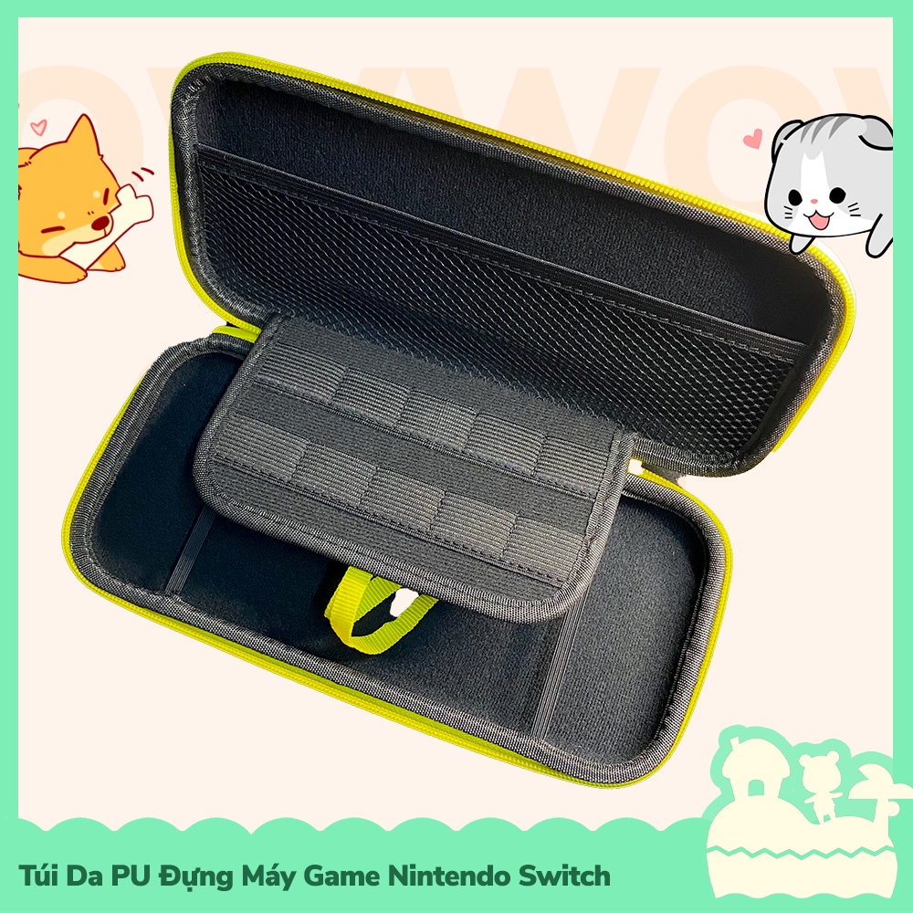 [Sẵn VN - NowShip] Túi Đựng Máy Game Cầm Tay Da PU Nintendo Switch Cute Cat &amp; Dog