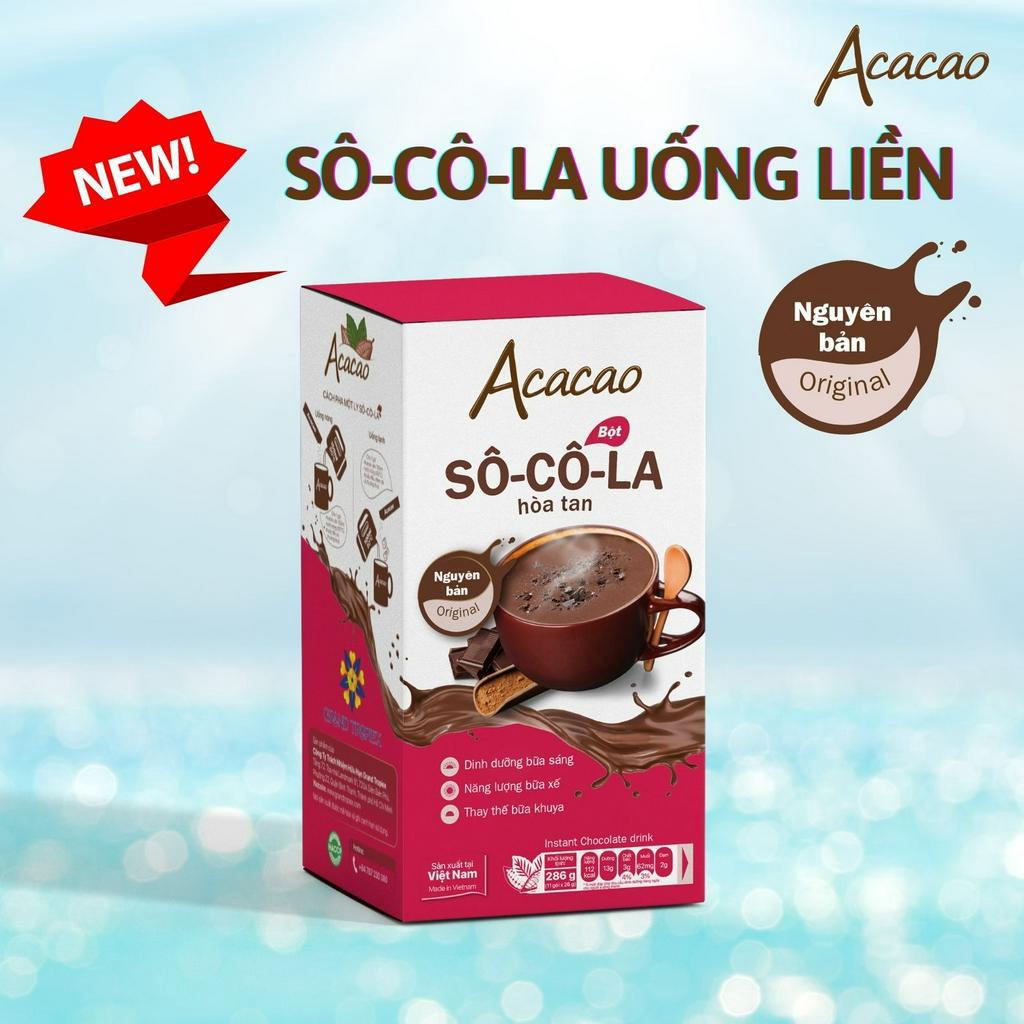 Bột socola hòa tan uống liền dinh dưỡng, Sô Cô La NGUYÊN VỊ, không chất béo chuyển hóa [Acacao FREESHIP]