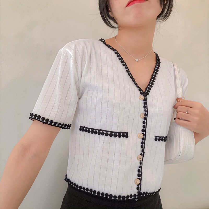 [Mã 151FASHIONSALE1 giảm 10K đơn 50K] Áo croptop kiểu form suông chanh sảẢnh thật 100%