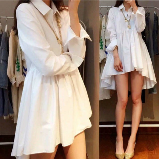 (Order) M-4XL Đầm sơ mi dài tay mullet (hoặc mặc dáng sơ mi dấu quần)