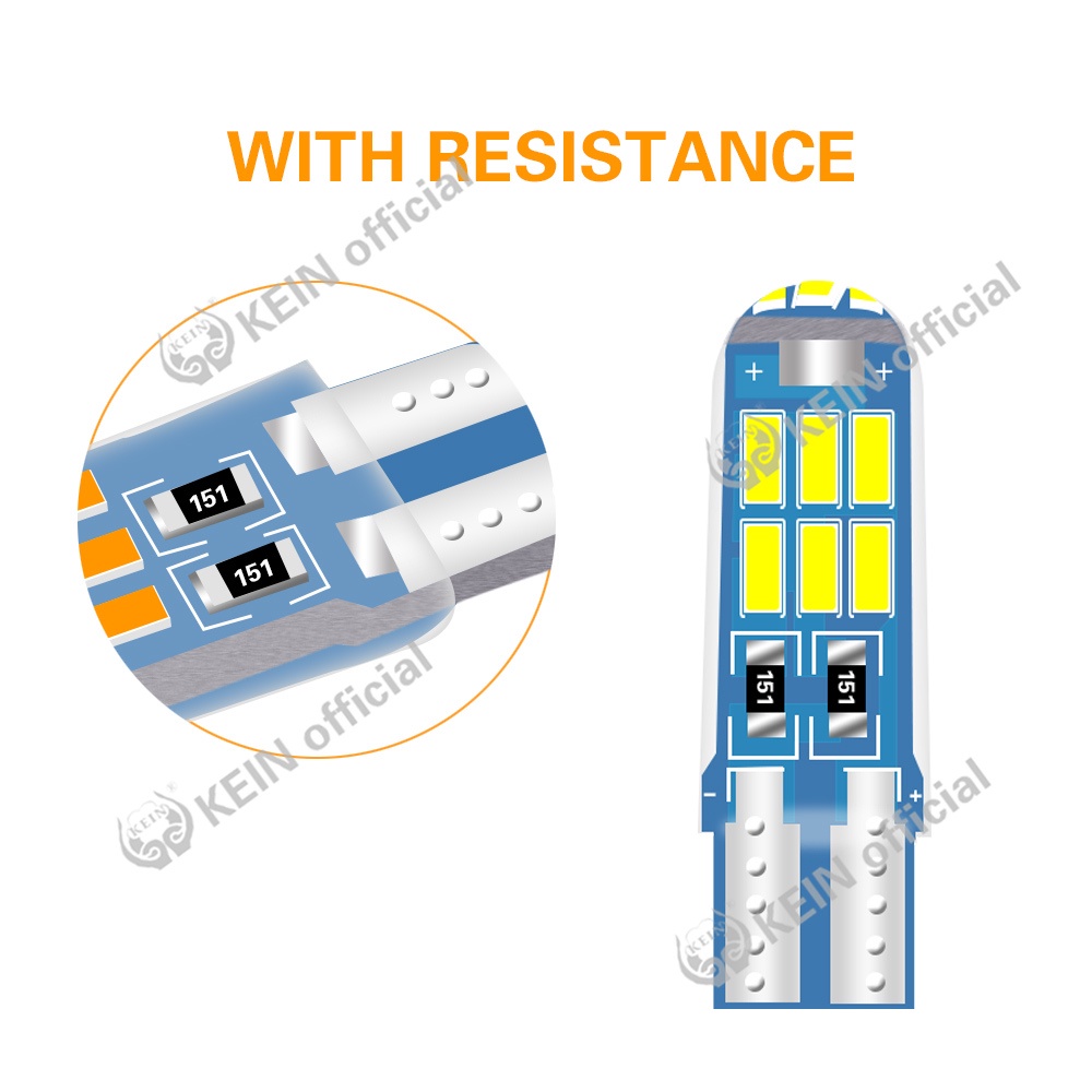 Bóng đèn LED T10 có vỏ silicon dành cho trang trí thay thế vòm xe ô tô W5W 194 168 15SMD 4014 DC12V