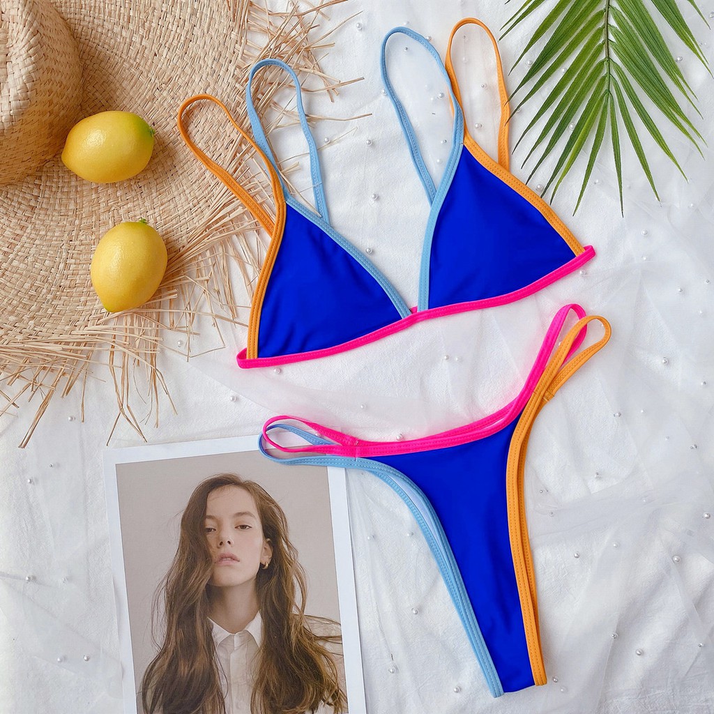 Pure Color Micro Triangle Bikini Set Low Waist Ladies  Beach Swimsuit CS02 | BigBuy360 - bigbuy360.vn