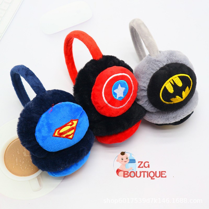Bịt tai trẻ em, Chụp tai giữ ấm mùa đông cho bé trai siêu nhân người nhện batman caption chất liệu cao cấp ZG Boutique