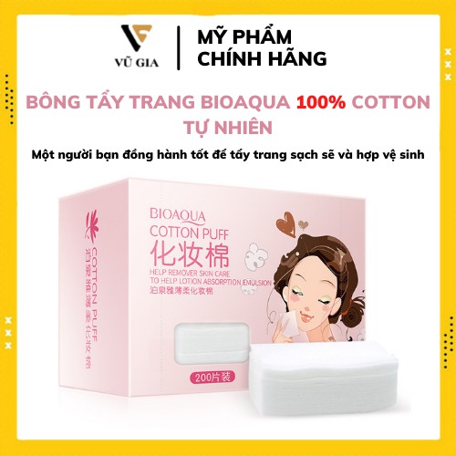 Bông Tẩy Trang Cotton Bioaqua Hộp 200 Miếng Mềm Mịn Thấm Hút Tốt Giúp Tẩy Trang Nhanh Sạch Tiết Kiệm Thời Gian