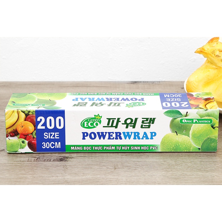 Màng Bọc Thực Phẩm Power Wrap PVC Tự Hủy Sinh Học 9 Mic x 300 mm x 100 m