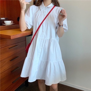 Đầm sơ mi cổ đức dáng babydoll