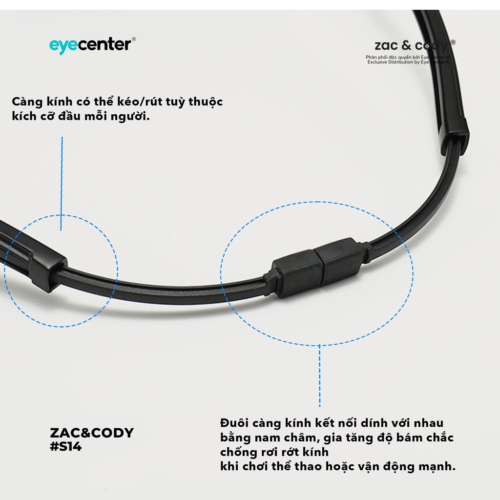 Gọng kính cận thể thao nam nữ S14S 5in1 chính hãng ZAC & CODY nhựa dẻo siêu nhẹ nhập khẩu by Eye Center Vietnam