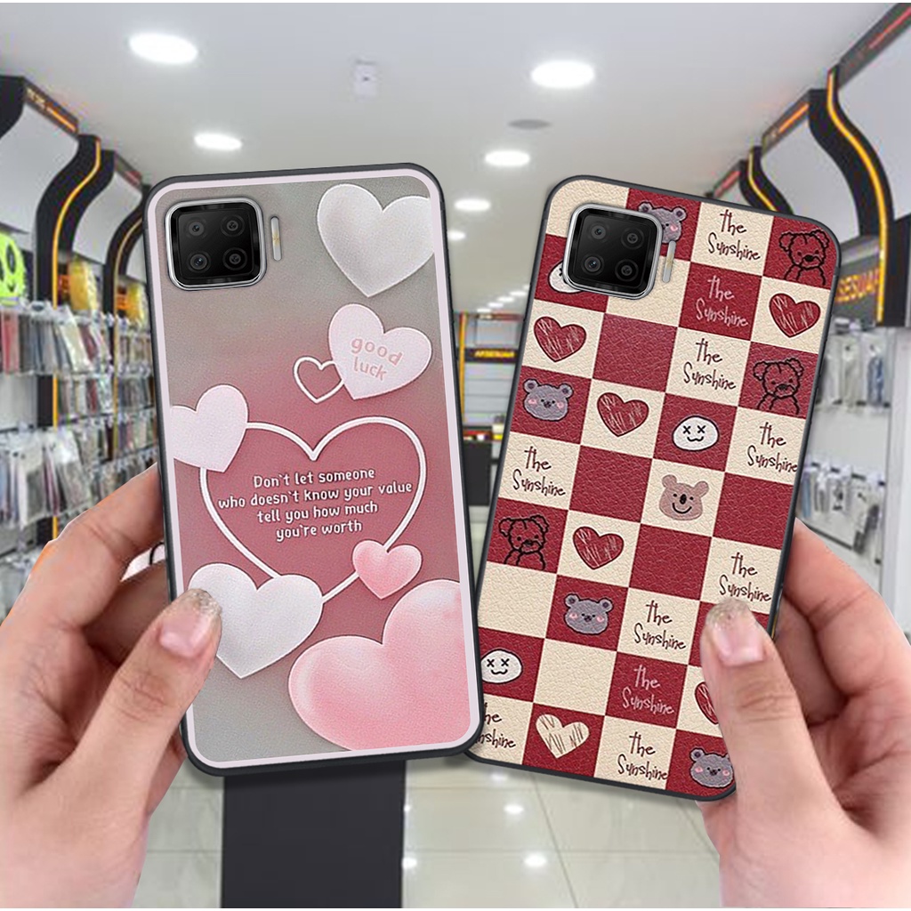 Ốp Oppo A73 / A93 in hình trái tim caro đen trắng , hồng cute xinh xắn dễ thương