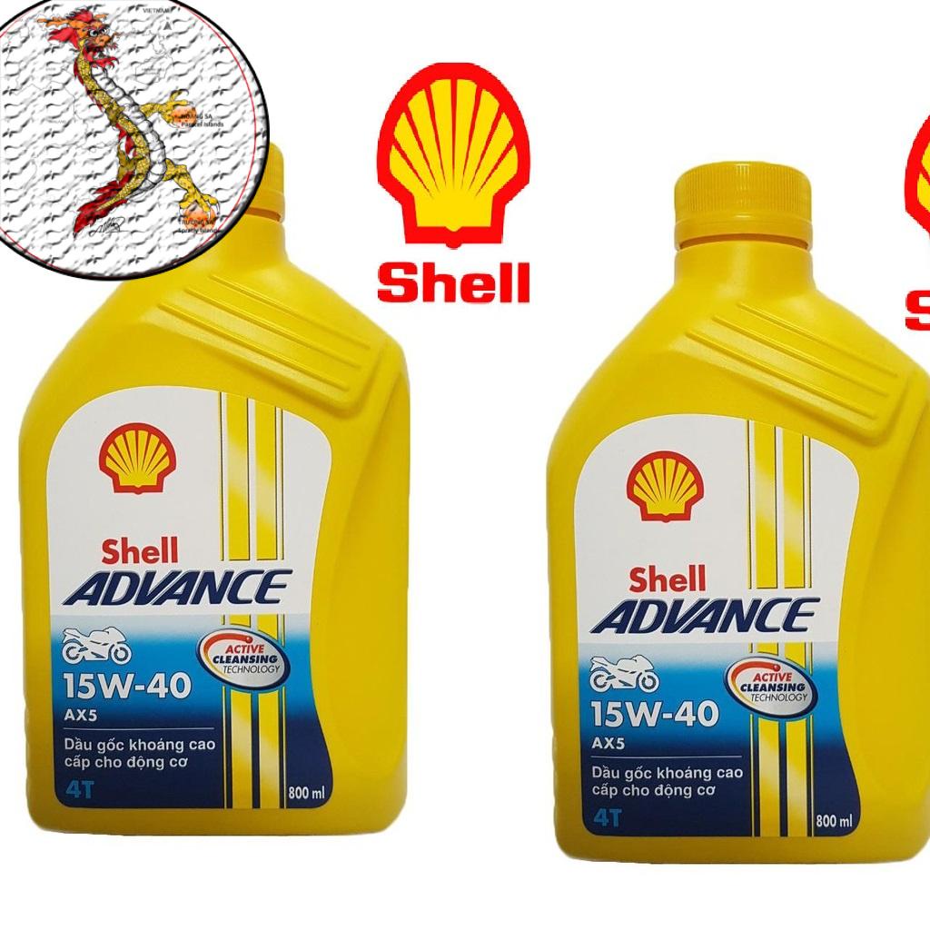 [Chính hãng] Nhớt xe máy shell Ax5 shell vàng 800ml. Dầu động cơ xe máy 4T shell AX5 15W40 chai 800ml