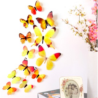 Set 12 bươm bướm 3D dán tường siêu đẹp, trang trí nhà cửa, tủ lạnh  ( có sẵn keo dán)