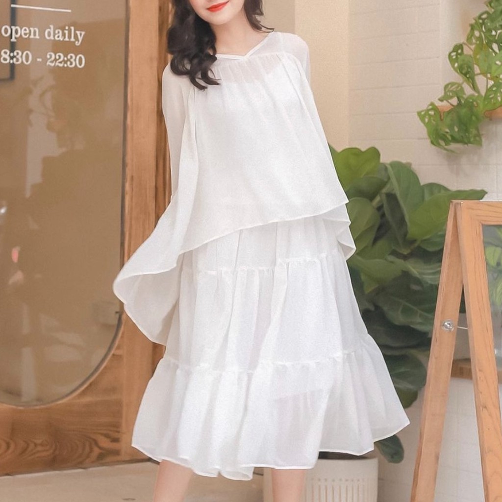 Chân Váy Xòe Brusy skirt Thiết Kế Voan 3 Tầng CaoCaobycaochen 2 Màu Đen Trắng Có Bigsize