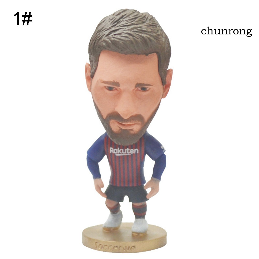 CR+1Pc Mini Manchester United Soccer Player Messi Ronaldo PVC Figurine Toy Gift