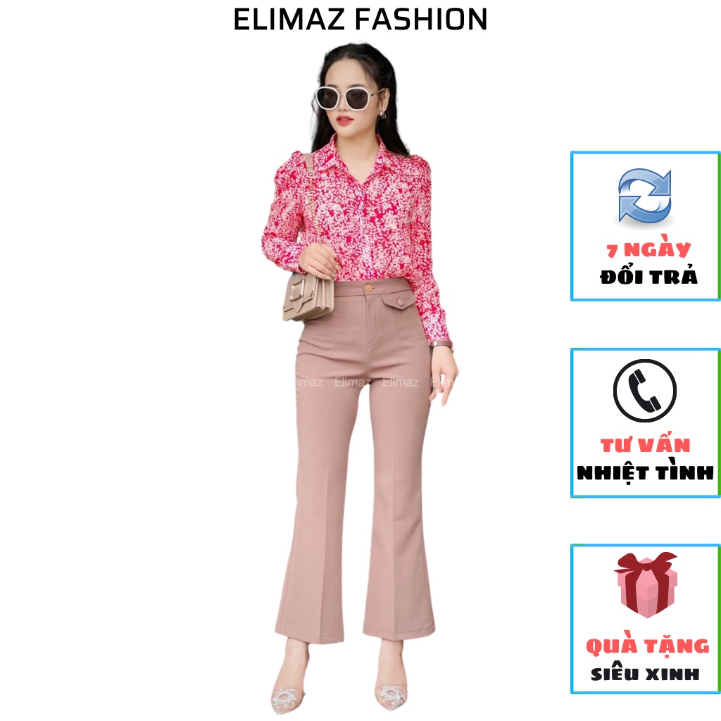 Áo sơ mi nữ công sở Elimaz bèo vai hoa EA22.106